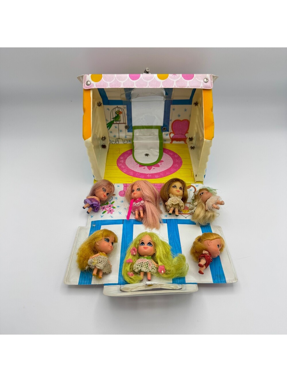 1966 Liddle Kiddles Kottage and 7 Dolls